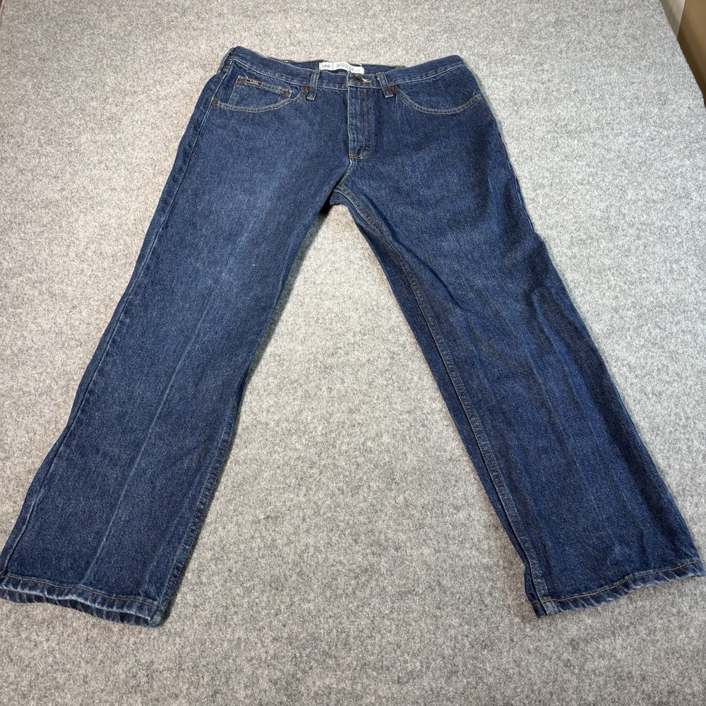 Lee Regular Fit Jeans Men's 36x29 (Fits 33x27) Dark Wash Straight Leg Denim